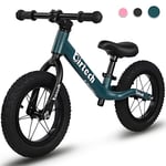 Hello-5ive 12" Balance Bike for 2, 3, 4, 5, 6 Year Old Boys and Girls, Lightweight Nylon Frame Toddler Training Bike No Pedal Bikes for Kids with Adjustable Seat and Air Tires (Green)