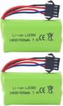 2 x batteries Li-ion haute vitesse 7,4 V 500 mAh | Pour bateaux RC, navires