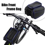 Front Frame Bag with Touch Screen Phone Holder Storage Bag for Bicycle Blue