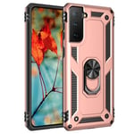 Samsung Galaxy S21 FE 5G      Military Armour Ring Case    RoseGold