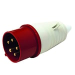 Electraline 80808 Fiche mâle Industrielle, IEC, 16A, 3P+N+T, 380V, IP44, Rouge