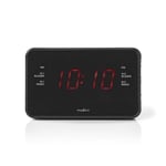 Nedis Digital klockradio | LED Display | 1x 3.5 mm Audio Input | Tidsprojektion | AM / FM | Snooze-funktion | Sov timer | Antal alarm: 2 | Svart