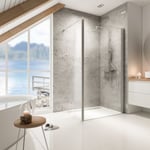 Paroi de douche fixe avec volet pivotant l.100 + 35 x H.200 cm Walk In, profilés alu chrome, Schulte MasterClass