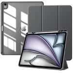 TiMOVO Coque pour Nouvel iPad Air 13 Pouces (M2) 2024 avec Porte-Stylet, Étui Fine Mise en Sommeil/Réveil Auto, Housse Arrière Transparente avec Support pour iPad Air 13, Gris Sidéral