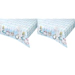 Talking Tables Nappe Jetable Bleue Alice au Pays des Merveilles - Nappe Anniversaire, Recyclable à Domicile - Nappe Papier Chapelier Fou, Fête des Mères, Baby Shower, Bleu, 180 x 120 cm (Lot de 2)