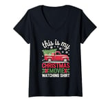 Womens This Is My Christmas Movie Watching Shirt Red Vintage Truck V-Neck T-Shirt