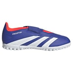 adidas Predator Club Velcro J Football Boots Turf Chaussures, Lucid Blue/Cloud White/Solar Red, 30.5 EU