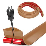 Bocguy Cache Cable Sol, Petit Canal de câble Flexible,1M x 5cm Goulotte Passe Cable Sol Silicone, Cache Fil Électrique Sol Auto-Adhésif Facile à Couper Montage pour Tous Les Câbles (Marron-Arrondi)