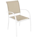 Fauteuil de jardin empilable Piazza lin & blanc en aluminium traité époxy - Hespéride