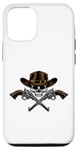 Coque pour iPhone 12/12 Pro Chapeau de cowboy pistolets crâne pirate croix os