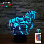 Puzzle Cheval 3D Lumière Colorée Tactile led Lumière Décorative (Télécommande 16 Couleurs)