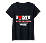 Womens I Love My Hot Japanese Girlfriend Promoted to Wife 2025 Fun V-Neck T-Shirt