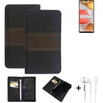 Wallet Case + headphones for Samsung Galaxy M42 5G Protective Cover Brown