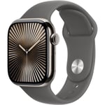 Apple Watch Series 10 GPS + Cellular - 42mm - Boîtier Natural Titanium - Bracelet Stone Grey Sport Band - M/L