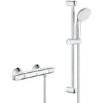 Grohe - Grohtherm 1000 Set mitigeur thermostatique de douche + Ensemble de douche complet 2 jets Tempesta 100 (34550000-Tempesta)