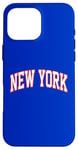 Coque pour iPhone 16 Pro Max Retro New York Hommes NY Bleu Orange Femmes Vintage NY Blanc Tee