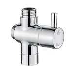 Ibergrif M92202 Robinet arret 3 voies, Chrome en laiton, Entrée de commutateur de douche universelle (G1 / 2 ”) et 2 prises (G1 / 2”) pour pomme de douche à main et douchette fixe.