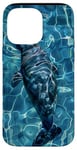 Coque pour iPhone 14 Pro Max Save The Manatee Crystal River FL Bleu abstrait rayé