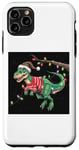 Coque pour iPhone 11 Pro Max Christmas Dinosaur T-Rex Lights Chapeau amusant Pull Espace