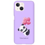 Coque violet Iphone 14 panda coeur kawaii personnalisee