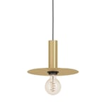 EGLO Suspension luminaire Escandell, lustre au style New Retro pour salon et salle à manger, lampe de plafond suspendue en métal noir et laiton brossé, douille E27, Ø 25 cm