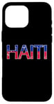 Coque pour iPhone 16 Pro Max HAÏTI ÉCRIT AUX COULEURS DU DRAPEAU NATIONAL bleu et rouge