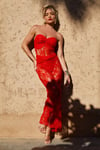 Womens Molly Smith Bandeau Twist Lace Maxi Dress - Red - 18, Red