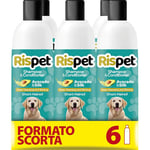 RISPET Shampoing Démêlants Avocat et Soie, Nettoyant pour Chiens et Animaux à Poils Courts, Formule Délicate sans Allergènes et pH Équilibré, Parfum Talc, 6x370 ML