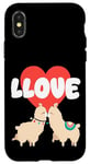 Coque pour iPhone X/XS LLove Funny Llama Valentine Jeu de mots pour couples amoureux de lama