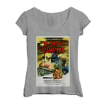 T-Shirt Femme Col Echancré Blood Of The Vampire Vieille Affiche Film Rétro Poster Cinéma Vintage