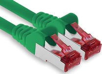 1aTTack.de - 1x 50m câble patch CAT6 S/FTP PIMF blindage câble réseau CAT.6 RJ45 câble Ethernet routeur LAN DSL commutateur modem panneau de brassage - vert - 1 pièce