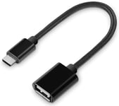 USB-C OTG adapter - USB-C han / USB-A 2.0 hun - Sort