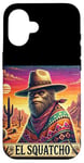 Coque pour iPhone 16 El Squatcho Bigfoot Cowboy Sunset Funny Western Sasquatch