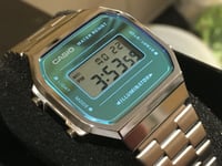 CASIO A168WEM-2EF UNISEX SILVER DIGITAL ANALOGUE BLUE DIAL RETRO WATCH **BNIB**