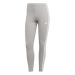 adidas Femme Essentials 3-Stripes High-Waisted Single Jersey Leggings, Medium Grey Heather/White, XS