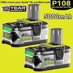 2x 5.0AH 18V Battery For Ryobi ONE+PLUS RB18L50 P108 Lithium RB18L40 P102 P104