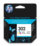 HP F6U65AE 302 Original Ink Cartridge, Tri-color, Single Pack