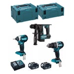 MAKITA Kit MK305RTJ (DHR171 + DHP484 + DTD153 + 2 x 5,0 Ah + DC18RC + MAKPAC 2 + MAKPAC 3)