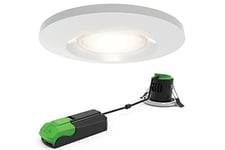 4lite Fire-Rated Indoor Downlight (Matt White) IP65 Rated Dimmable Spotlight Supplied with a 2700k - 6500k 670lm Smart GU10 Bulb - 4L1/2005-4yr Guarantee