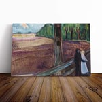 Big Box Art Canvas Print Wall Art Edvard Munch Summer Night | Mounted and Stretched Box Frame Picture | Home Decor for Kitchen, Living, Dining Room, Bedroom, Hallway, Multi-Colour, 20x14 Inch