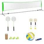 SPORTNOW Ensemble Set Complet de Badminton, Pickleball et Volleyball, 3 en 1, Jeux Sport extérieur avec Filet Hauteur réglable 107-155 cm