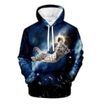 3D Imprimé Capuche,Unisex Sweatshirt Long Sleeve Sportswear Starry Sky Cat Graphic Men's Pullover Drawstring Kangaroo Pocket,Women Lightweight Casual Clothing,XL