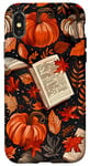 Coque pour iPhone X/XS Orange Bohème Ethnique Vintage Citrouille Automne Feuilles & Livre