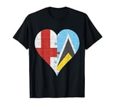 English St Lucian Flag Heart T-Shirt