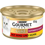 Gourmet Gold Ragout Duetto - Nourriture Humide pour Chat - Bœuf et Poulet - Lot de 12 (12 x 85 g)