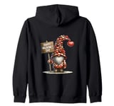 Happy Valentines Day Sign For Family Chocolate Heart Gnome Zip Hoodie