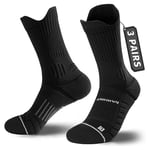 Rahhint Coolmax 3 Paires Chaussettes Running Homme Chaussettes de Compression Femme Chaussettes Randonnée Chaussette Sport Chaussettes Anti Ampoule, Mèche Humide, Coussin, Support de Voûte, 35-51