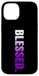 Coque pour iPhone 14 Purple Blessed. Graphique vertical en couleur violette