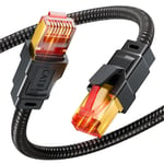 Cable Ethernet Cat 8, Câble Lan 1M 2M 3M 5M 10M 15M 20M, Câble Réseau 40Gbps 2000Mhz Haute Vitesse, RJ45 Gigabit Nylon Tressé Câble internet Patch pour Routeur,Modem,PC,PS4/5,Serveur(3 Mètre)