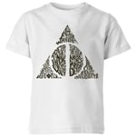 Harry Potter Deathly Hallows Text Kids' T-Shirt - White - 11-12 ans